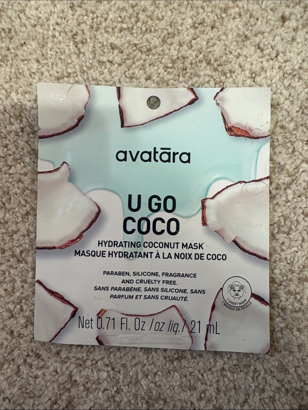 U GO COCO Hydrating Coconut Mask — Light Blue
